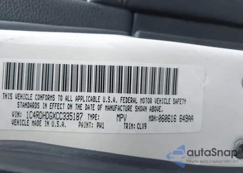 2012 Dodge Durango Crew из США, поврежденный, VIN 1C4RDHDGXCC335187